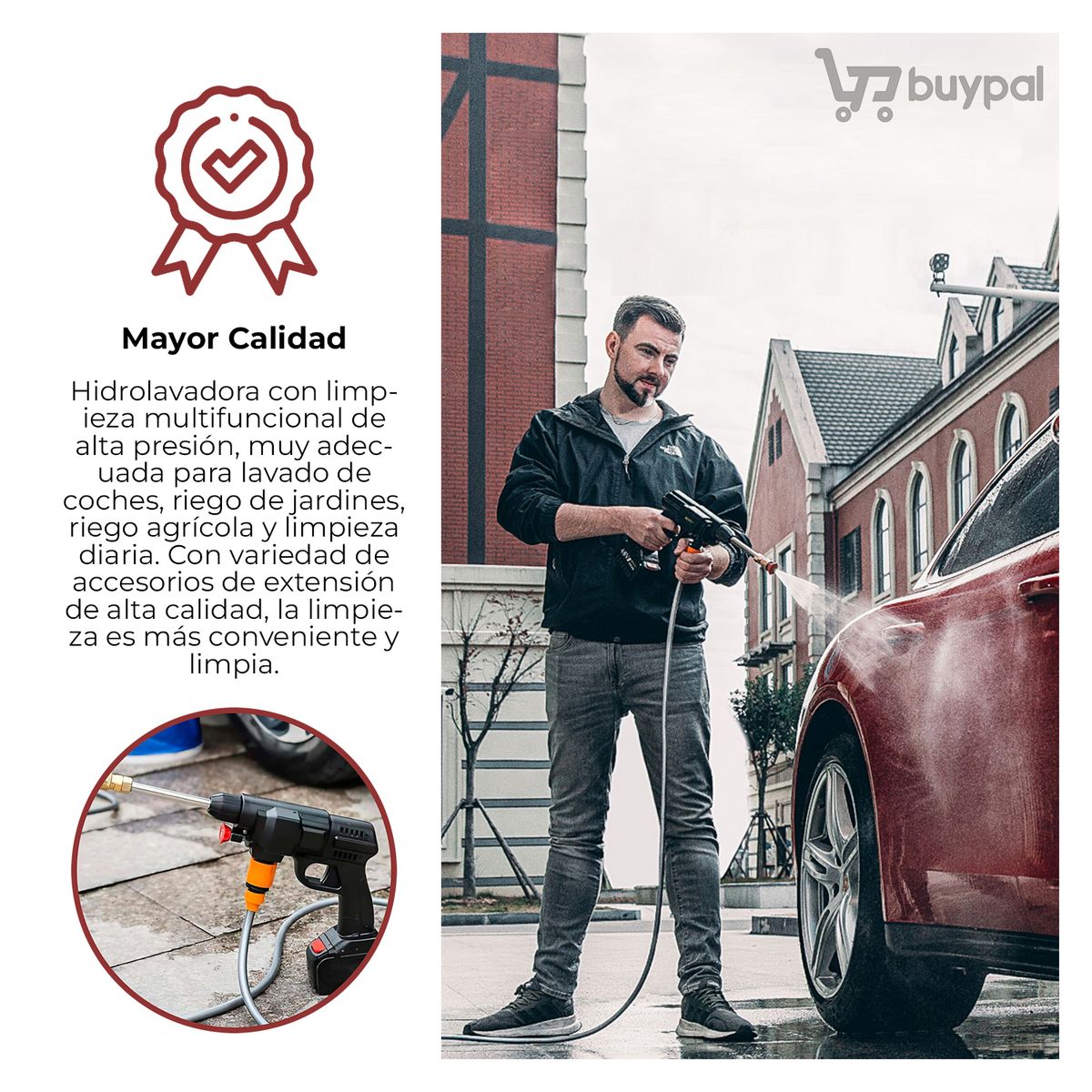 BUYPAL - Hidrolavadora 48V Inalambrica Hidrojet Lavado