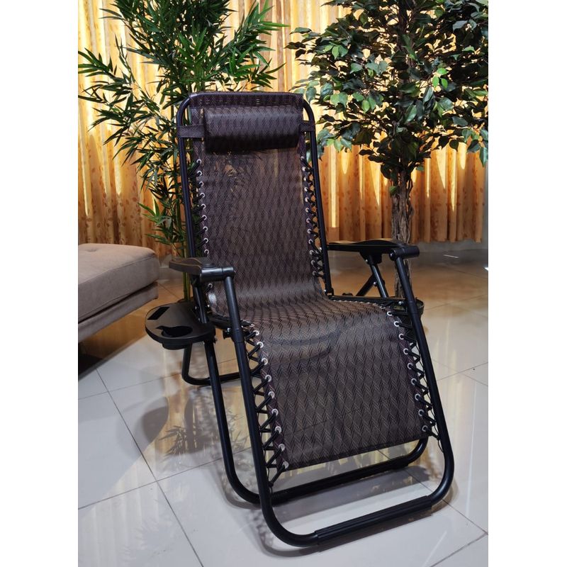 GENERICO - SILLA PLEGABLE RECLINABLE REPOSERA DE TERRAZA GRAVEDAD CERO BANDEJA PORTA VASO