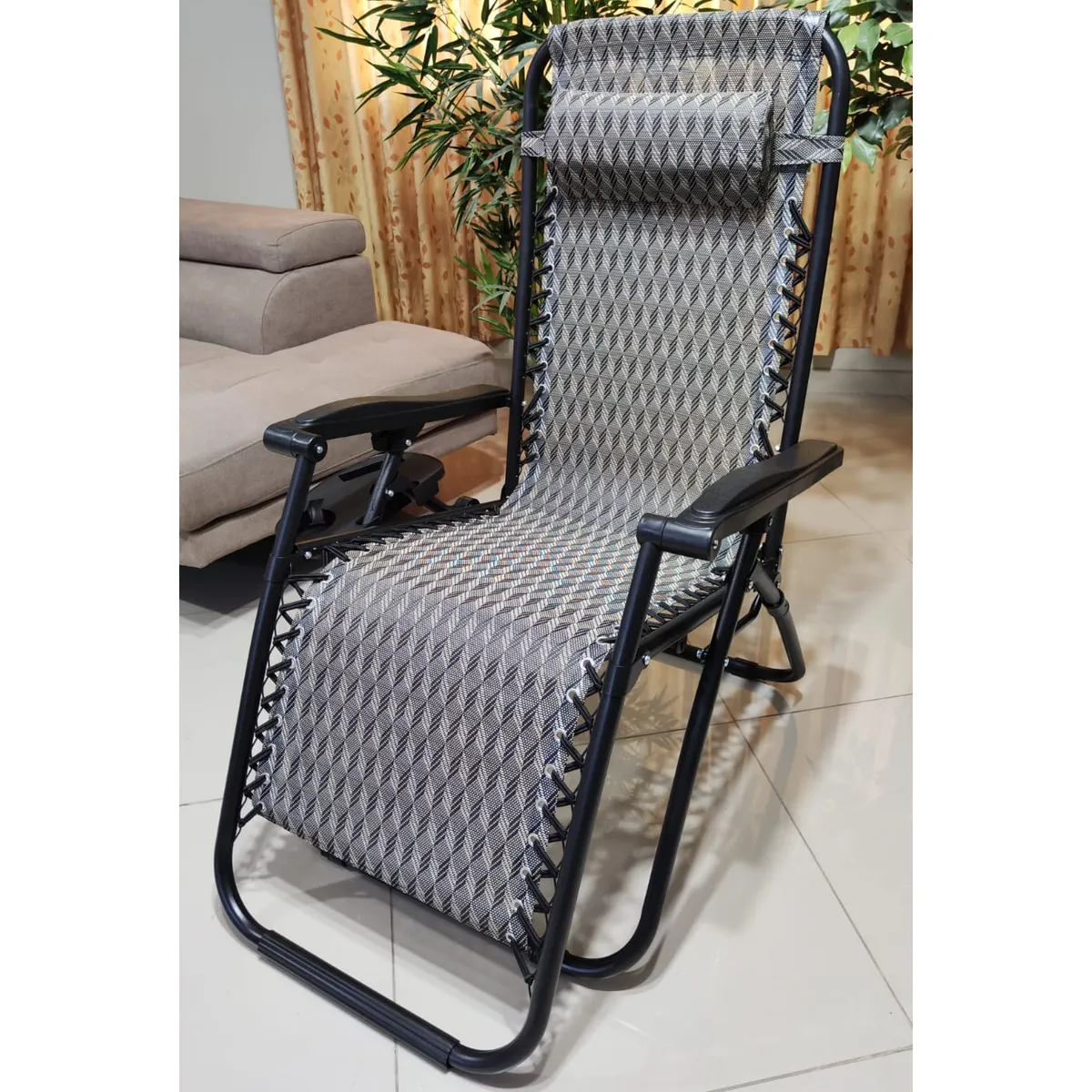 GENERICO - SILLA PLEGABLE RECLINABLE REPOSERA DE TERRAZA GRAVEDAD CERO BANDEJA PORTA VASO