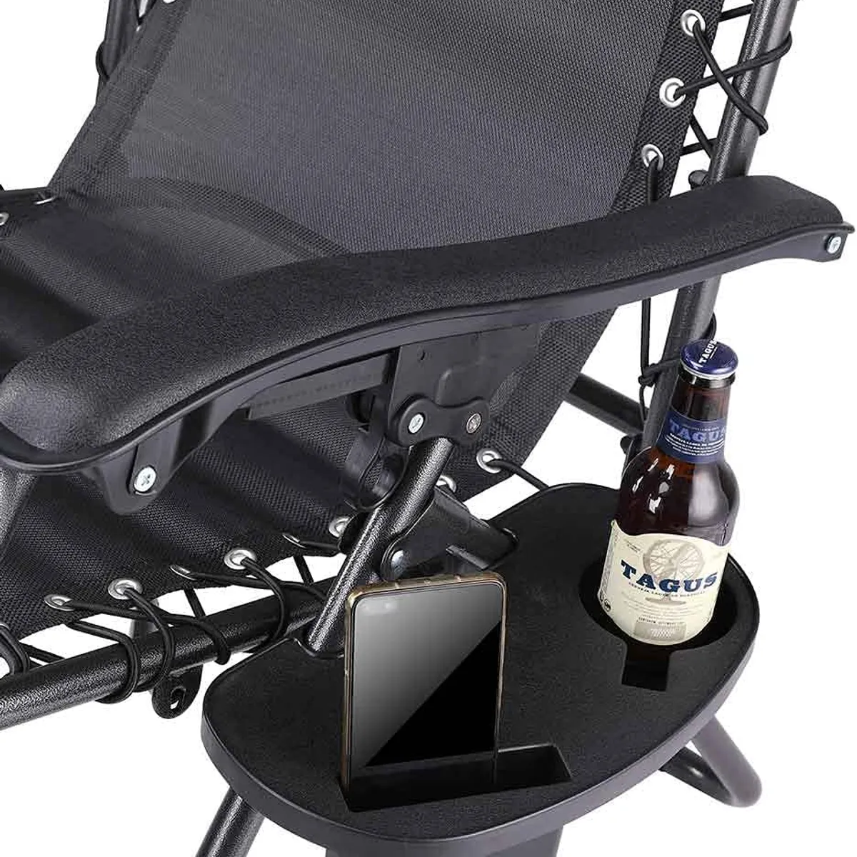 GENERICO - SILLA PLEGABLE RECLINABLE REPOSERA DE TERRAZA GRAVEDAD CERO BANDEJA PORTA VASO