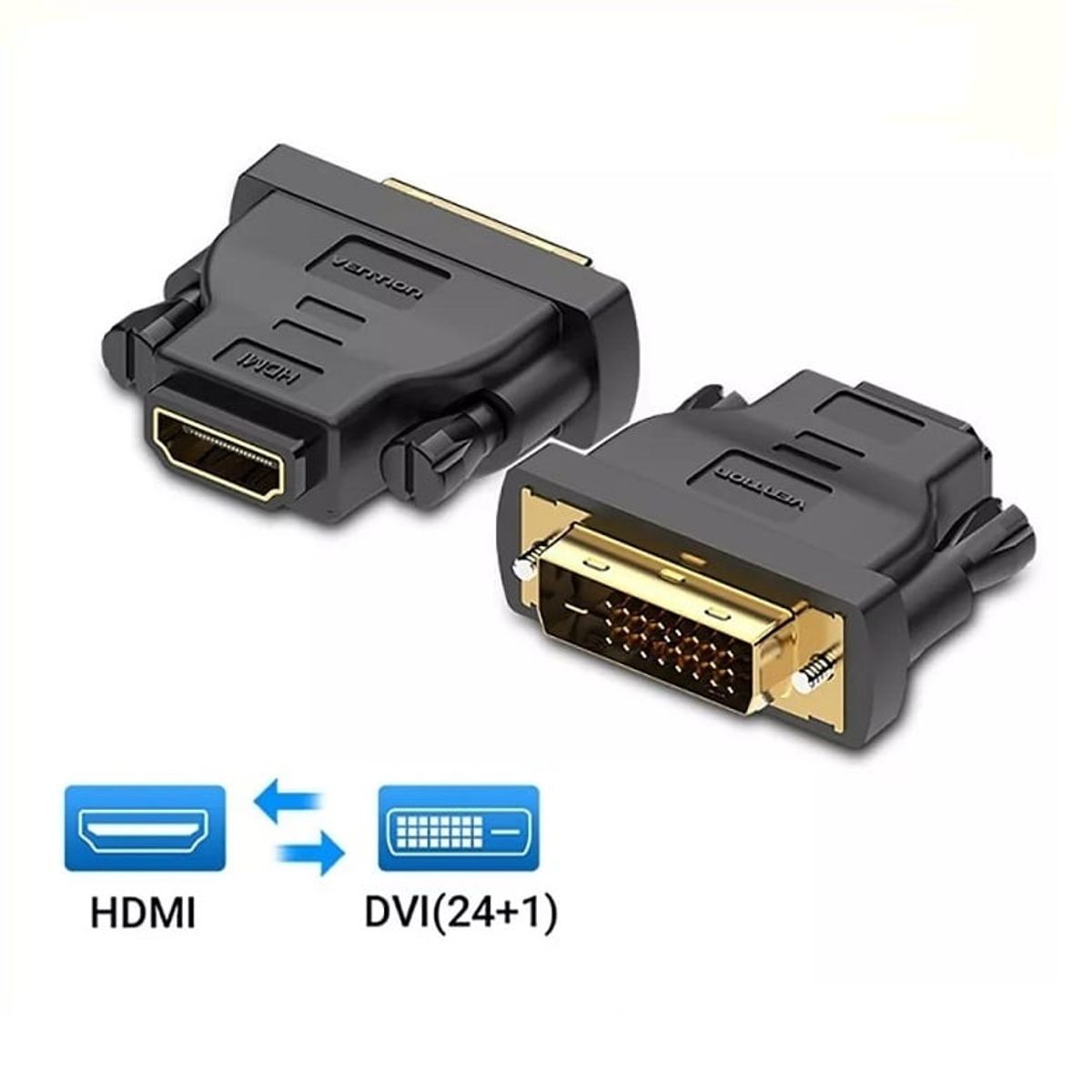 GENERICO - Adaptador DVI 24+1 a HDMI Conector Full Hd - Negro