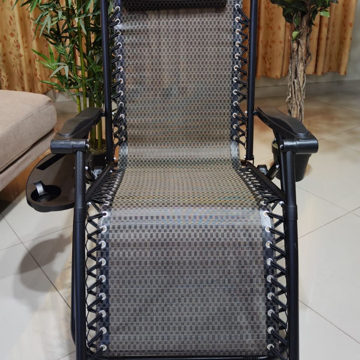 GENERICO - SILLA PLEGABLE RECLINABLE REPOSERA DE TERRAZA GRAVEDAD CERO BANDEJA PORTA VASO