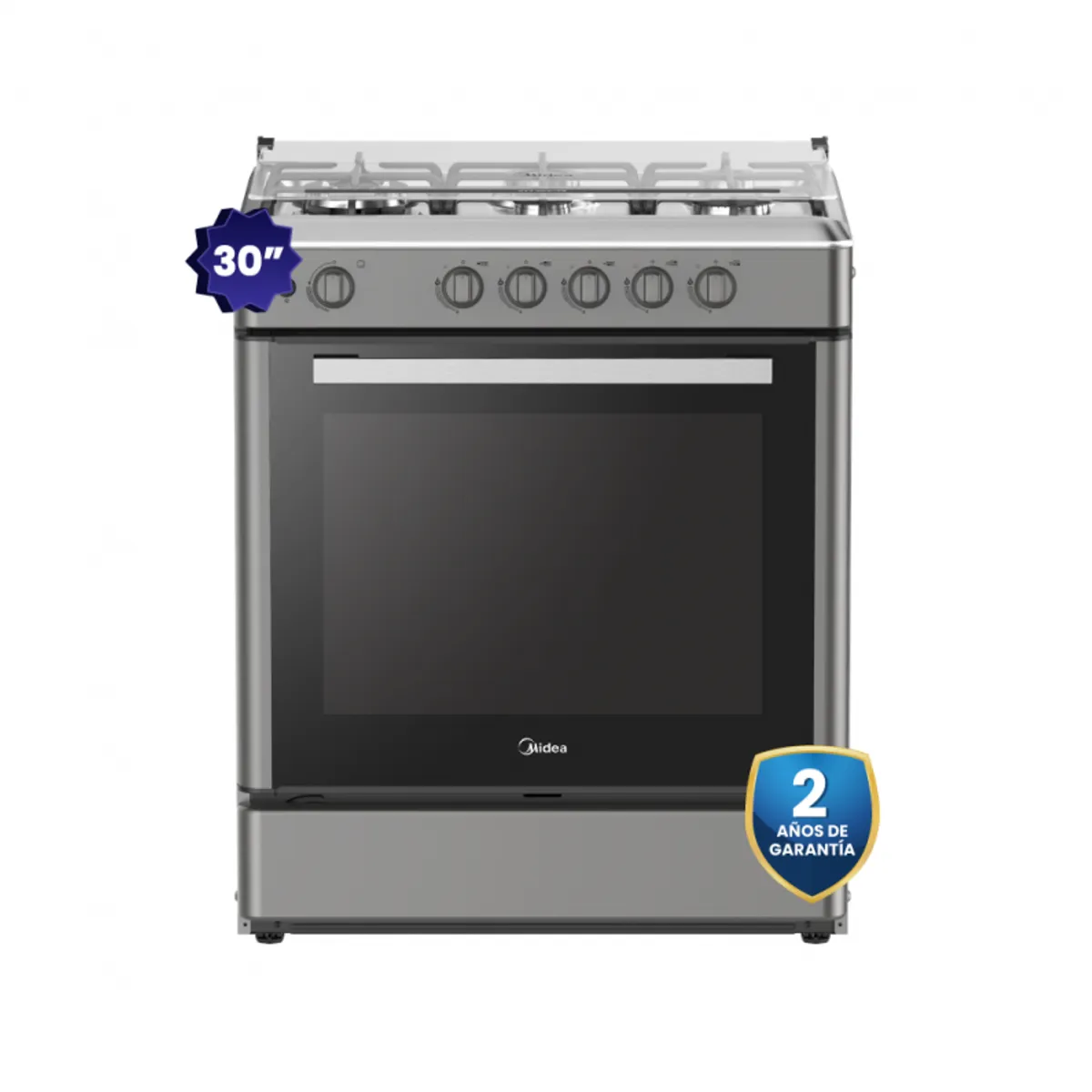 MIDEA - Cocina De Pie 1 Horno 5 Hornillas 30" Silver Midea MGS30FS2LBAMB-PE
