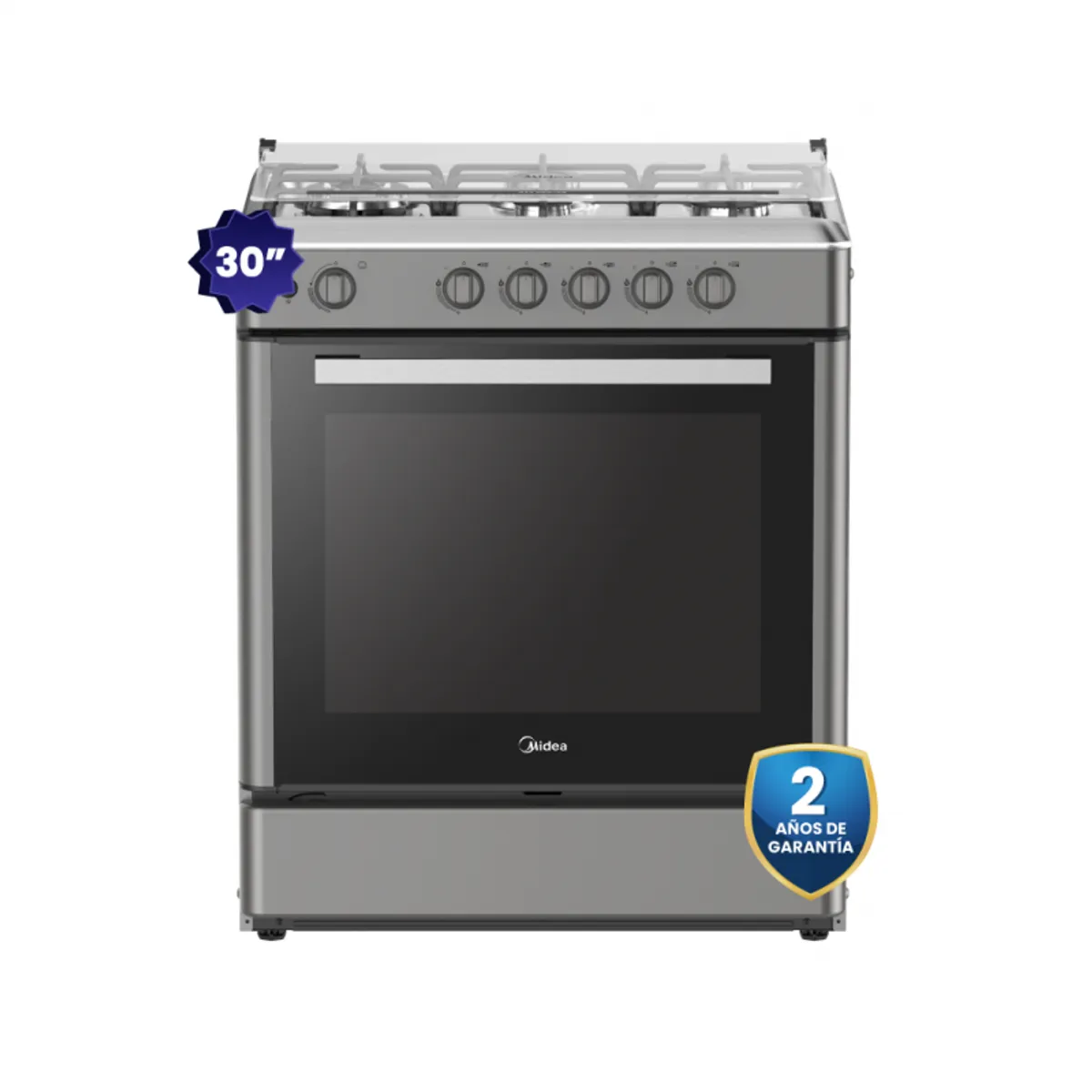 MIDEA - Cocina De Pie 1 Horno 5 Hornillas 30" Silver Midea MGS30FS2LBAMB-PE