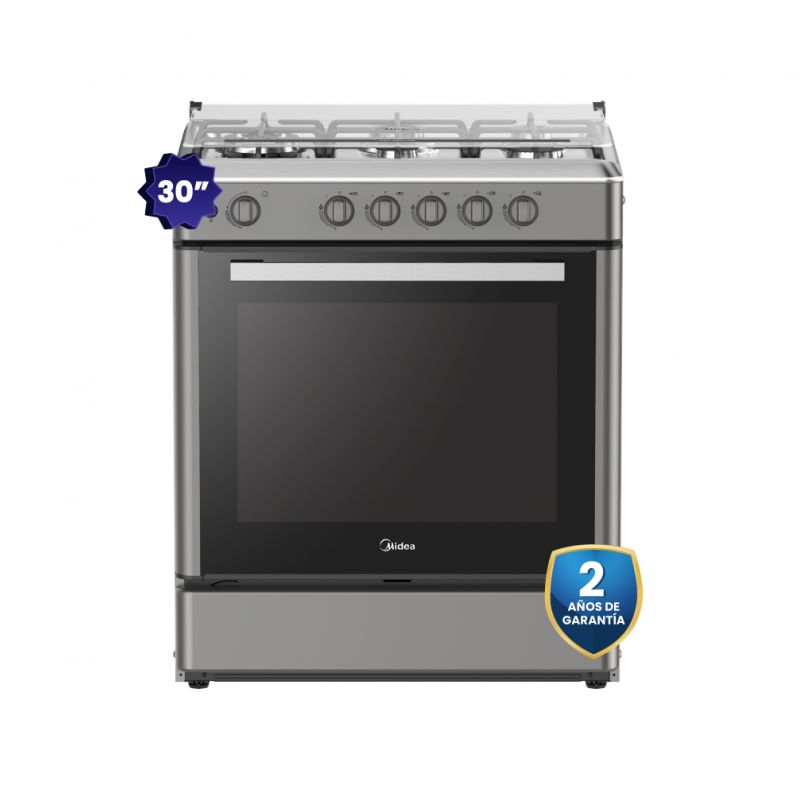 MIDEA - Cocina De Pie 1 Horno 5 Hornillas 30" Silver Midea MGS30FS2LBAMB-PE