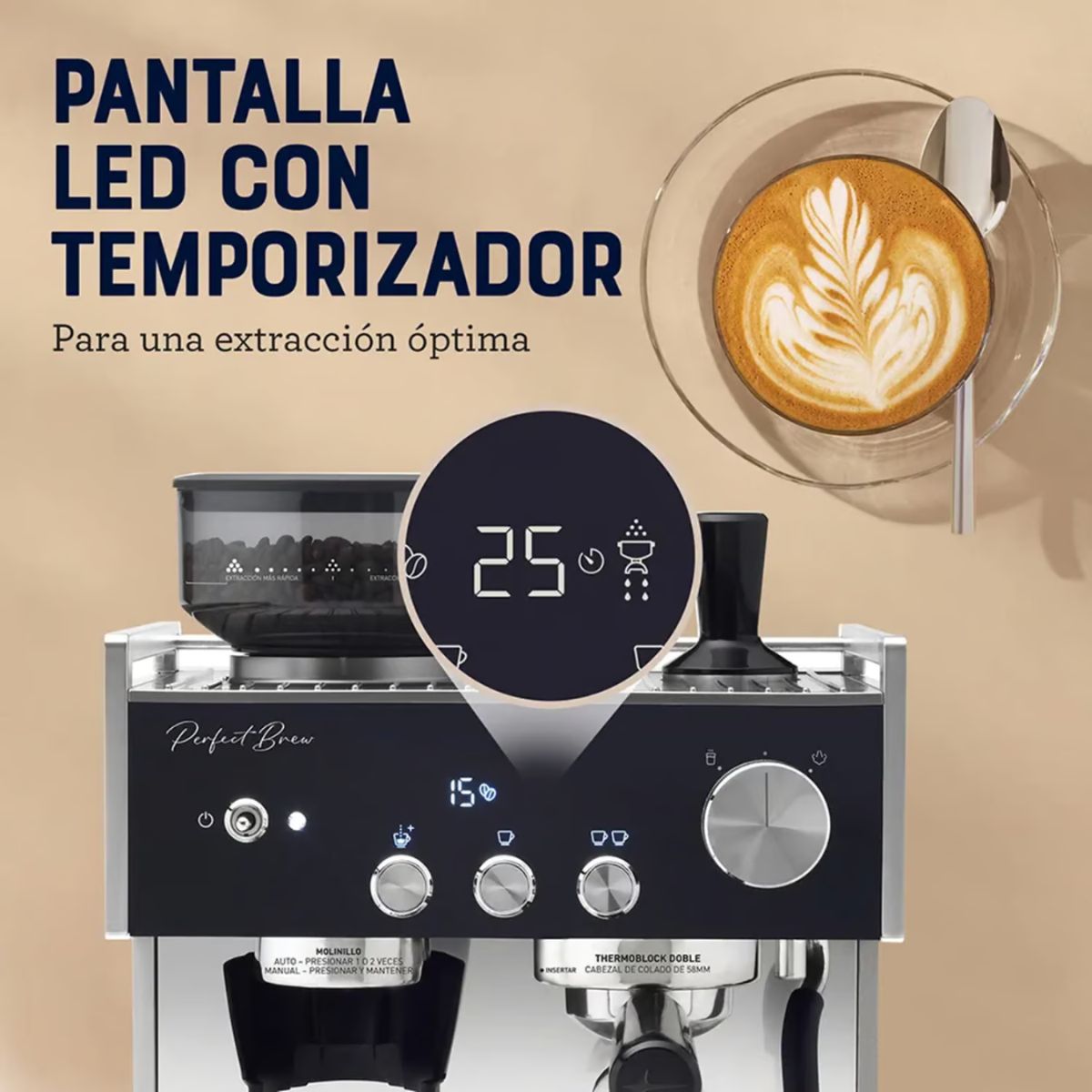 OSTER - Cafetera Barista Oster con Bomba Italiana Espresso Perfect Brew Máxima