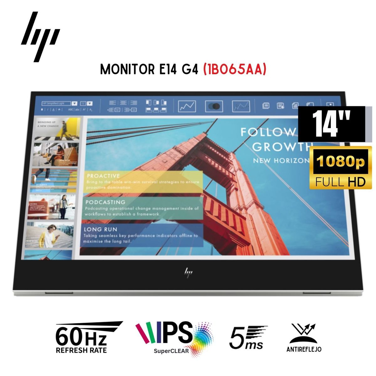 HP - Monitor HP E14 Portatil G4 14″ Pulg Full HD USB-C