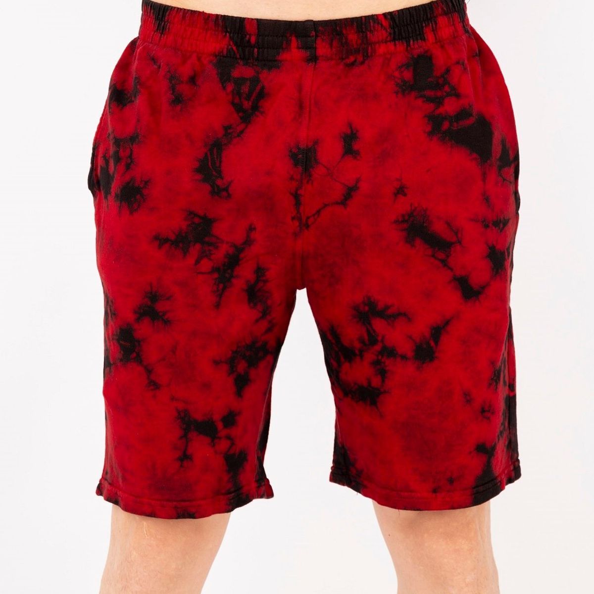 NEW YORK STARS - HSHORT-LAVADO ACID WASH-ROJO