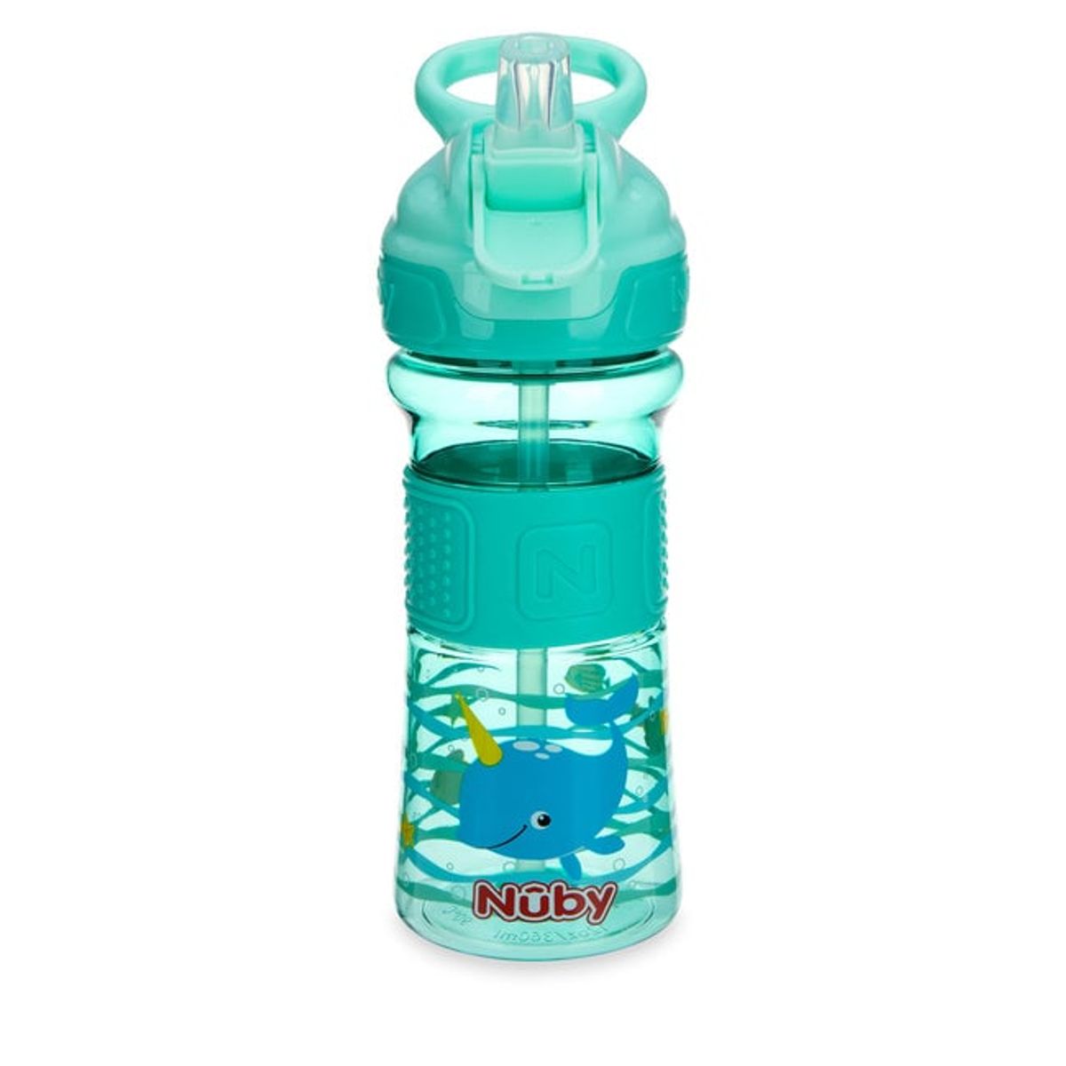 NUBY - Botella de Tritan verde ballena