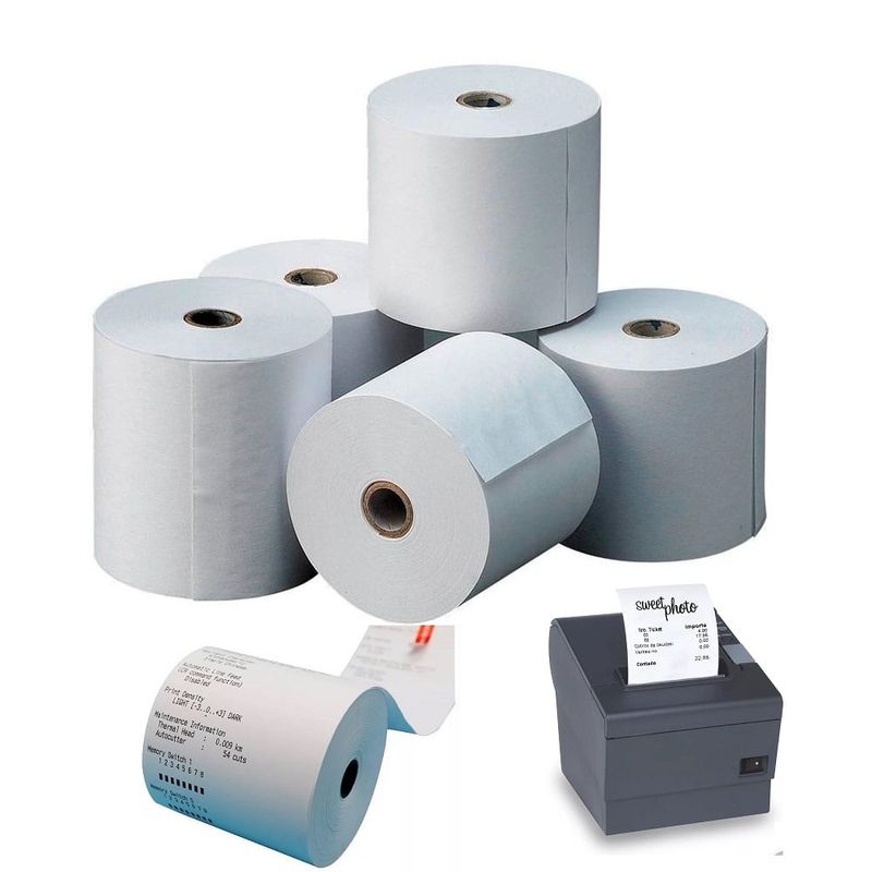 GENERICO - set de 5 rollos de papel 80mm para impresoras o ticketera