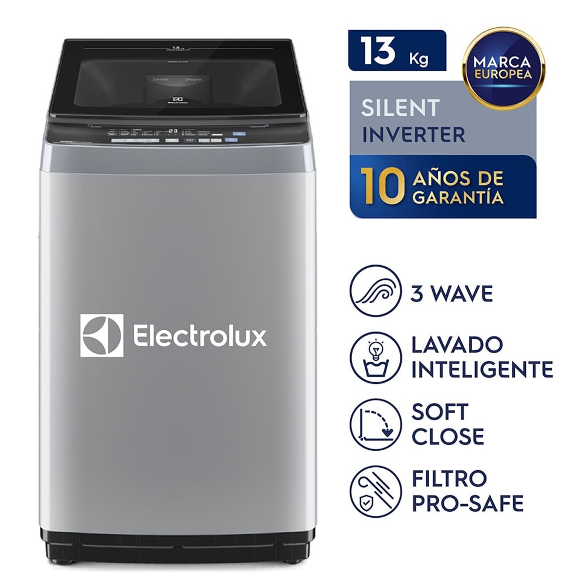 ELECTROLUX - Lavadora Electrolux Carga Superior 13 kg Efficient Gris EWIJ13F2XSYG