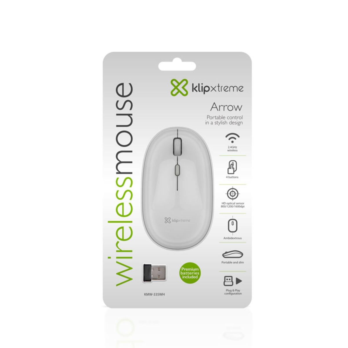 KLIP XTREME - Mouse Inalámbrico USB Klip Xtreme KMW-335WH Blanco