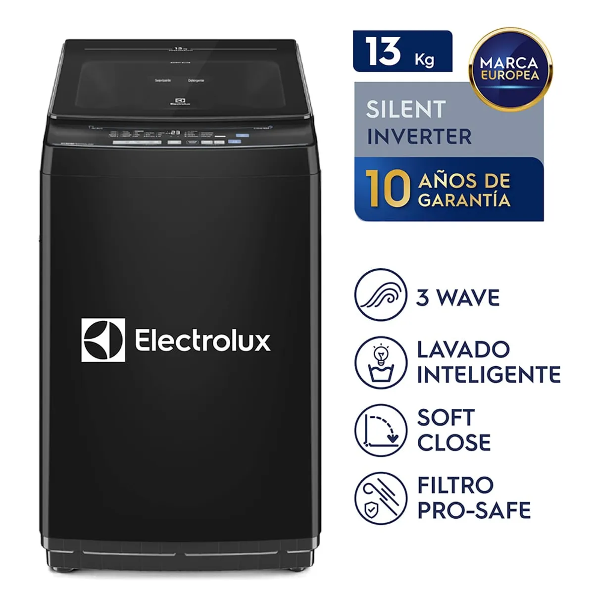 ELECTROLUX - Lavadora Electrolux Carga Superior 13 kg Efficient Negro EWIJ13F2XSYB