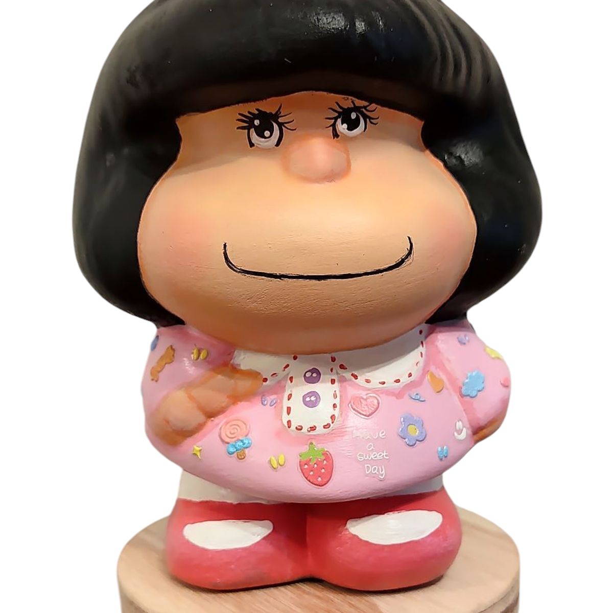 GENERICO - Adorno o alcancía Mafalda Rosa Pintada a Mano - Present