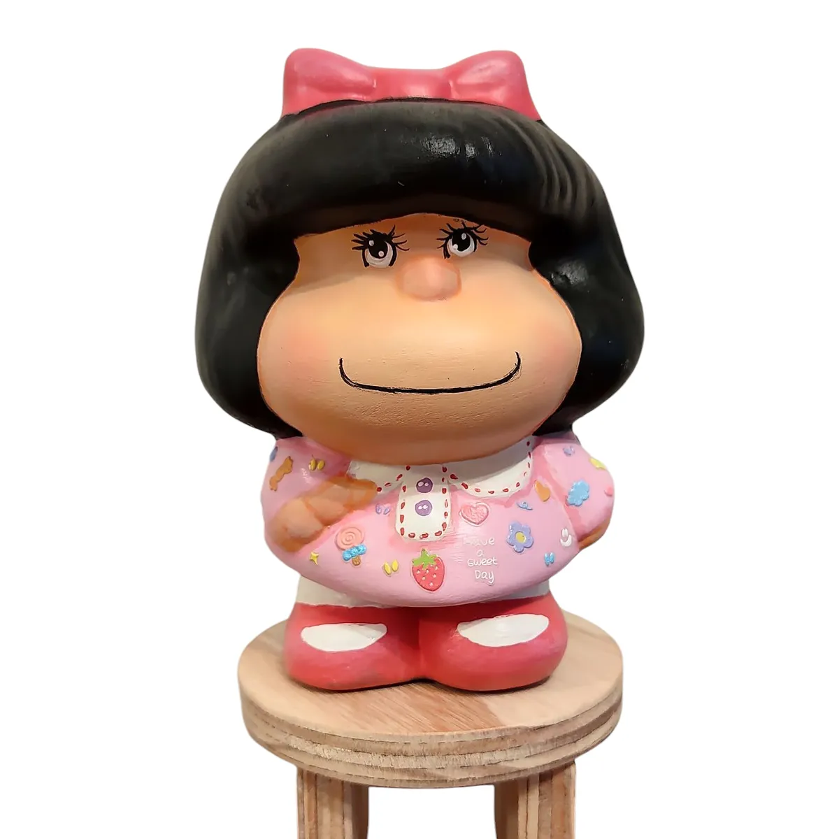 GENERICO - Adorno o alcancía Mafalda Rosa Pintada a Mano - Present