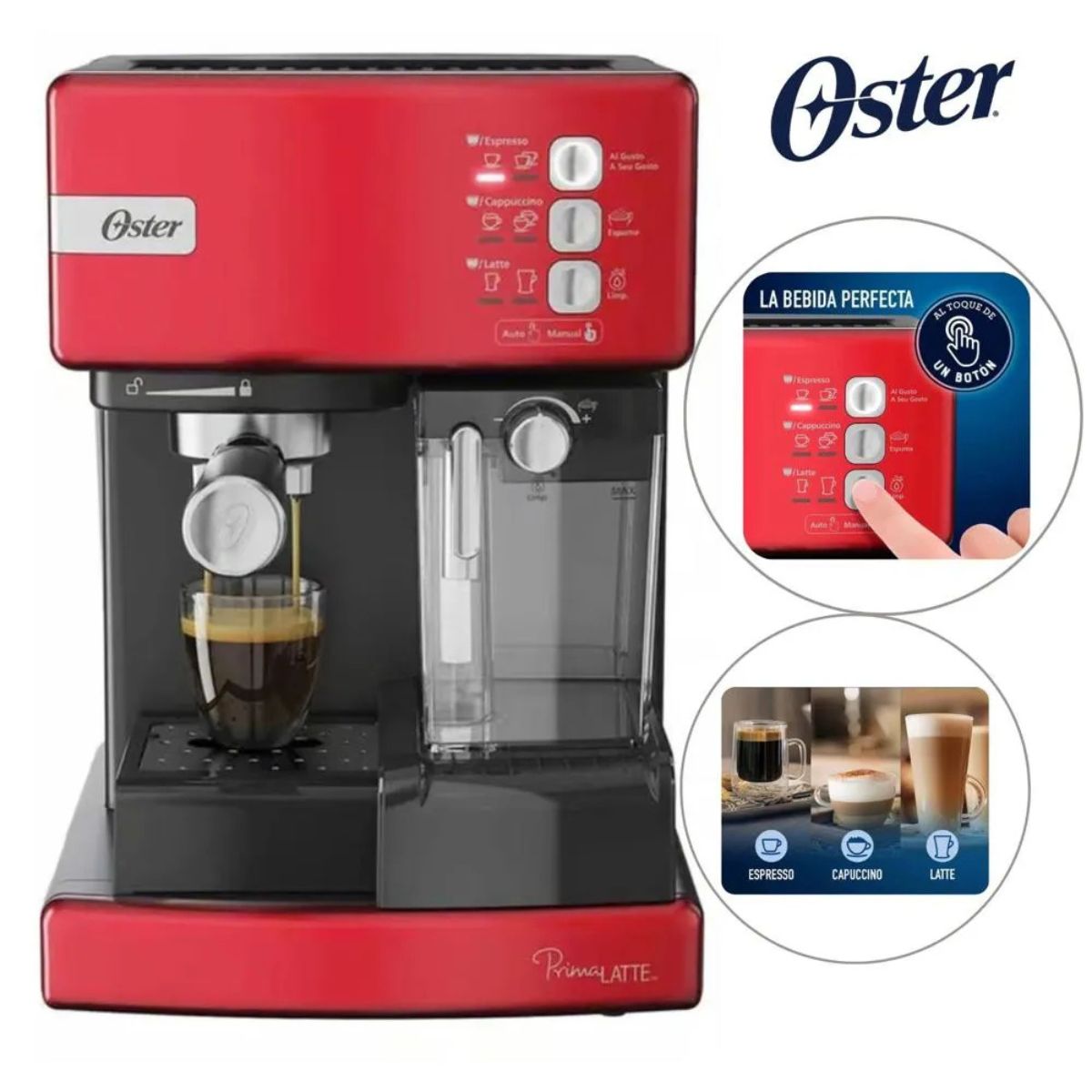 OSTER - Cafetera Automática de Espresso Oster® PrimaLatte™ Rojo