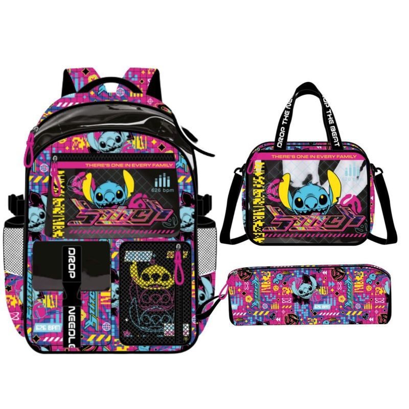 DISNEY - Pack Escolar Mochila Oficio Premium Disney Stitch Negro