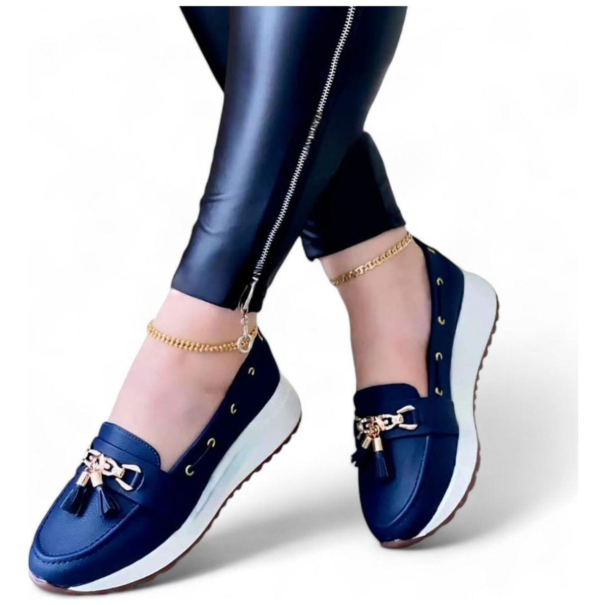 GENERICO - Mocasin Mujer Chic Plataforma 2 Cm 2086L-48 Color Azul