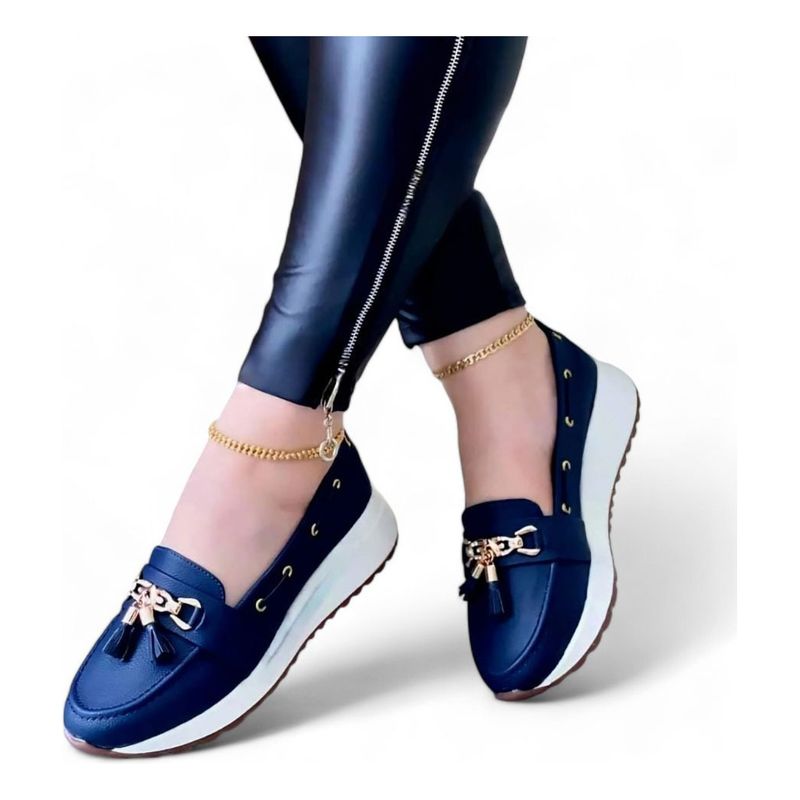 GENERICO - Mocasin Mujer Chic Plataforma 2 Cm 2086L-48 Color Azul