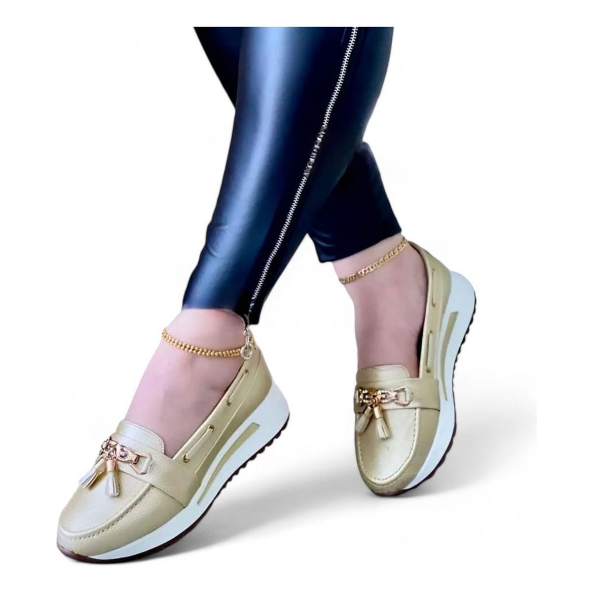 GENERICO - Mocasin Mujer Chic Plataforma 2 Cm 2086L-48 Color Beige