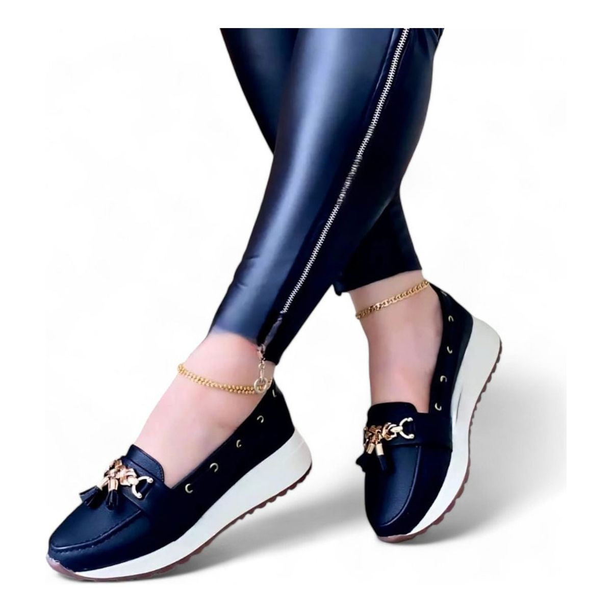 GENERICO - Mocasin Mujer Chic Plataforma 2 Cm 2086L-48 Color Negro