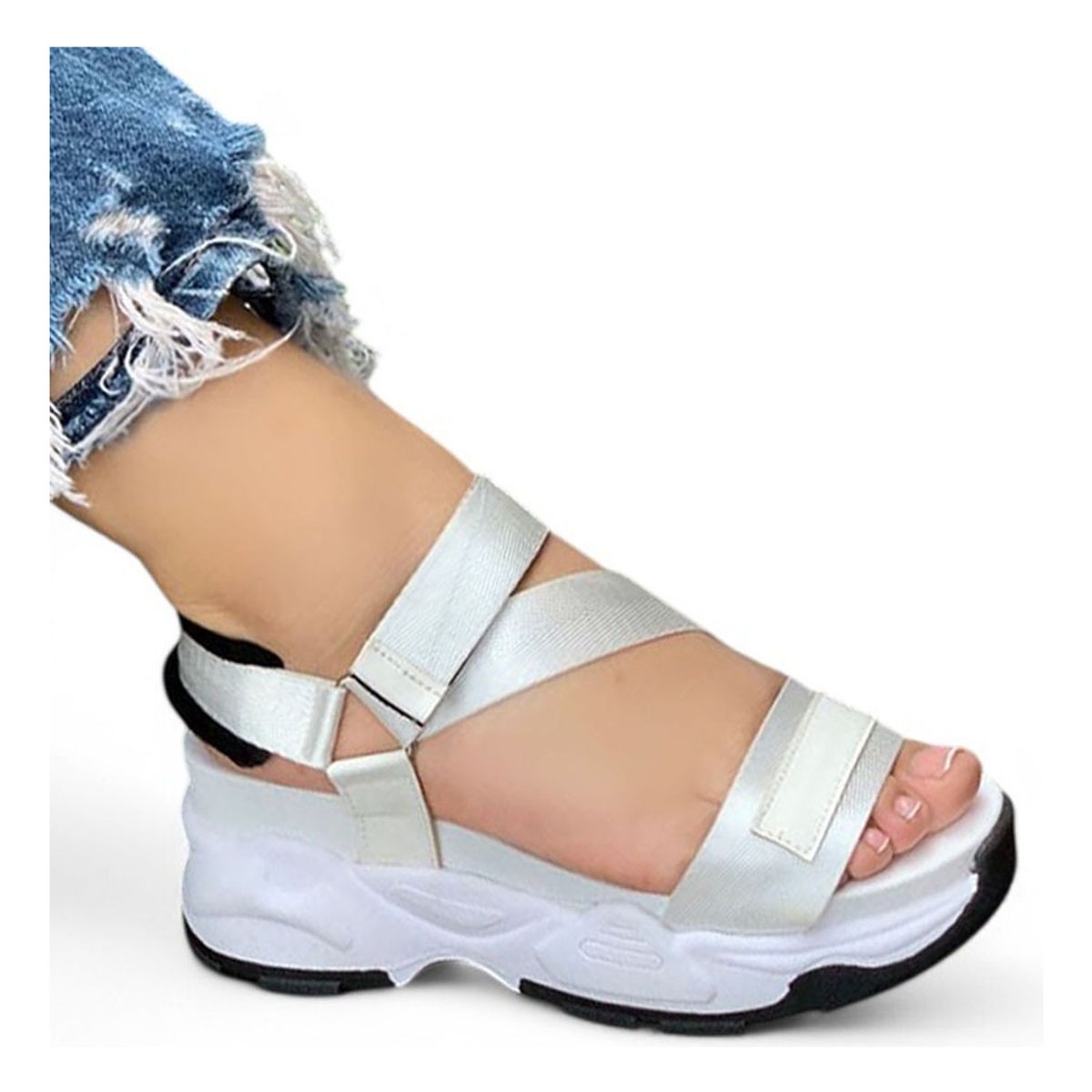 GENERICO - Sandalia Mujer Futurista Plataforma 4 Cm 2086L-55 Color Blanco