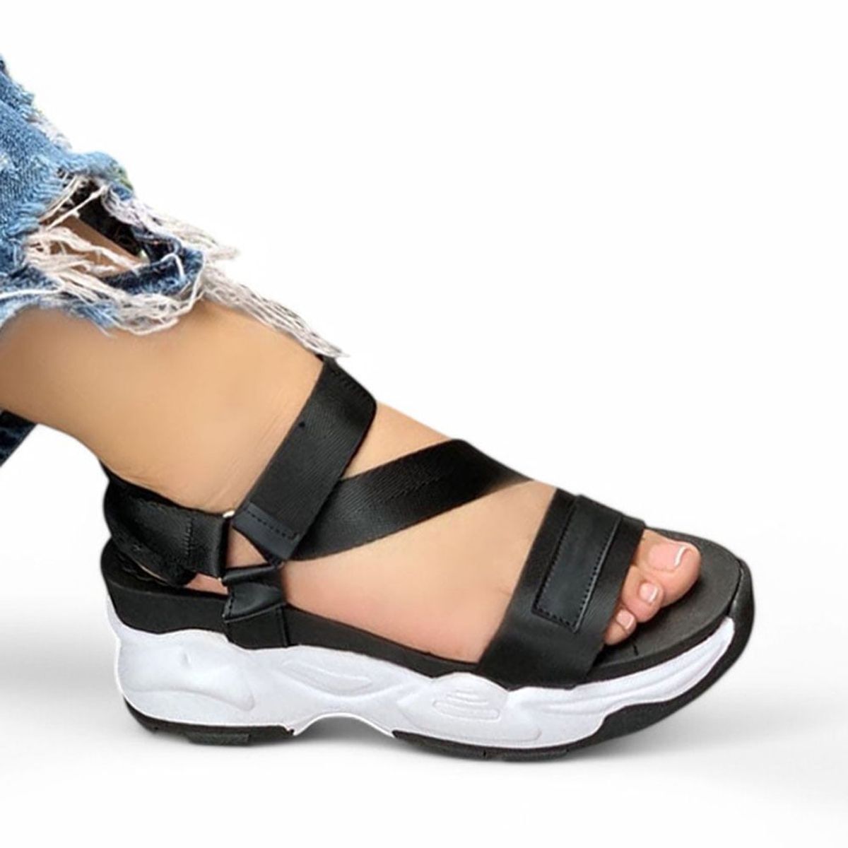 GENERICO - Sandalia Mujer Futurista Plataforma 4 Cm 2086L-55 Color Negro