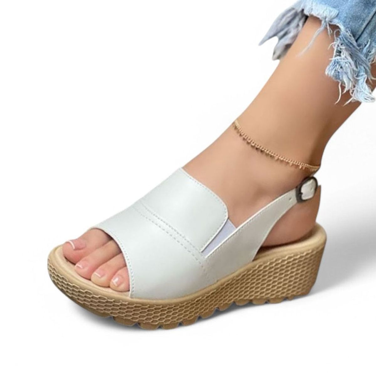 GENERICO - Sandalia Mujer Futuro Taco 3 Cm 2086L-55 Color Blanco