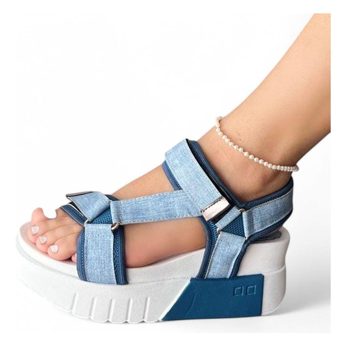 GENERICO - Sandalia Mujer Futuro Taco 3 Cm 2086L-55 Color Celeste