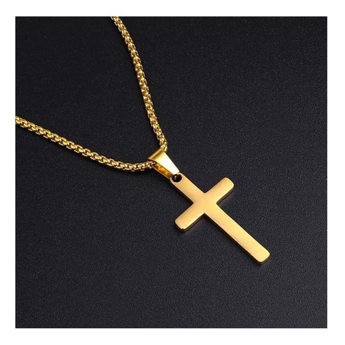 OEM - Collar Cruz Hombre Plana Grande Acero Inoxidable 316L