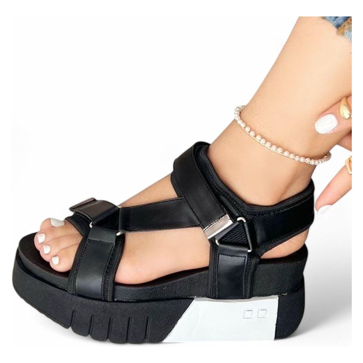GENERICO - Sandalia Mujer Futuro Taco 3 Cm 2086L-55 Color Negro