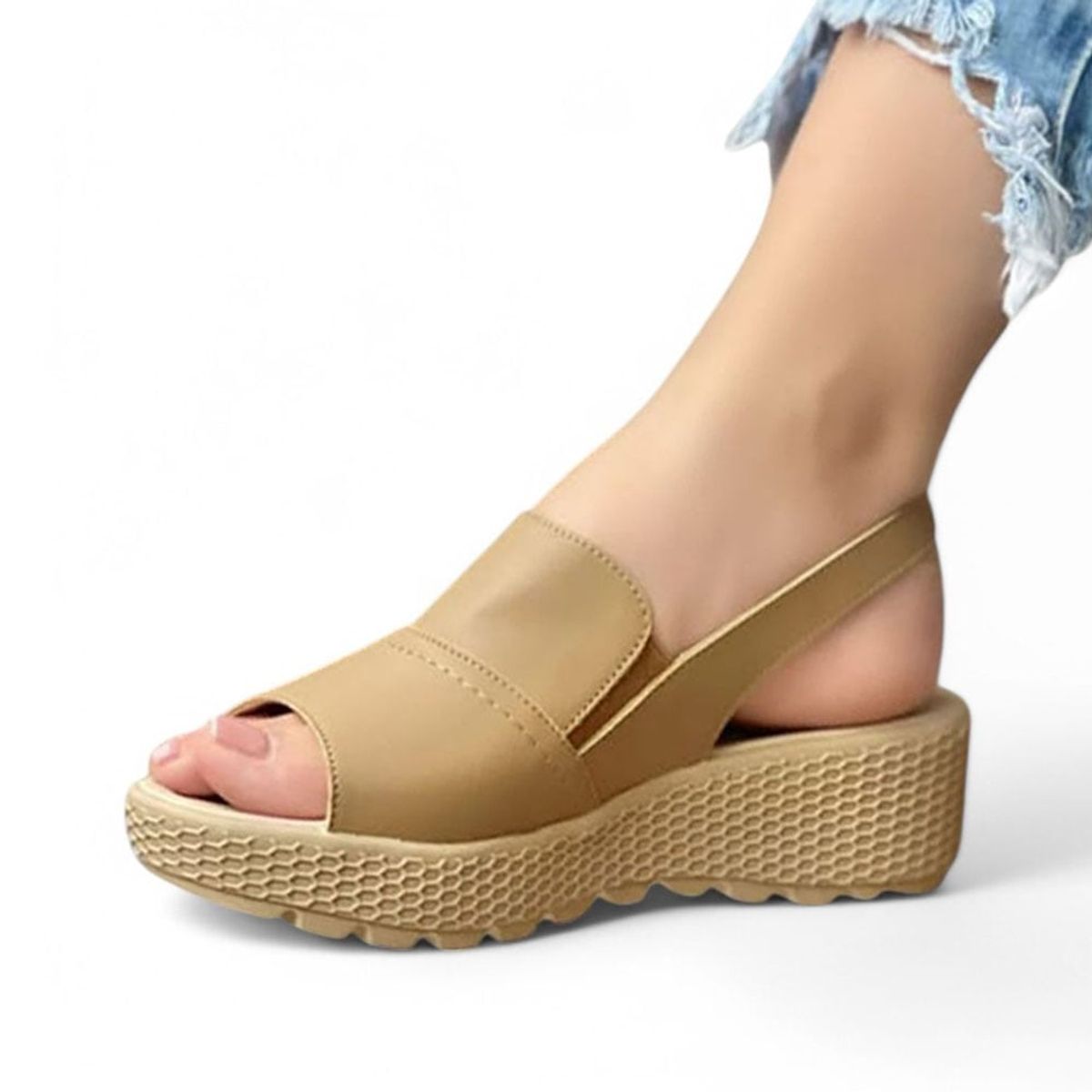 GENERICO - Sandalia Mujer Plataforma Panal 4 Cm 2086L-48 Color Beige