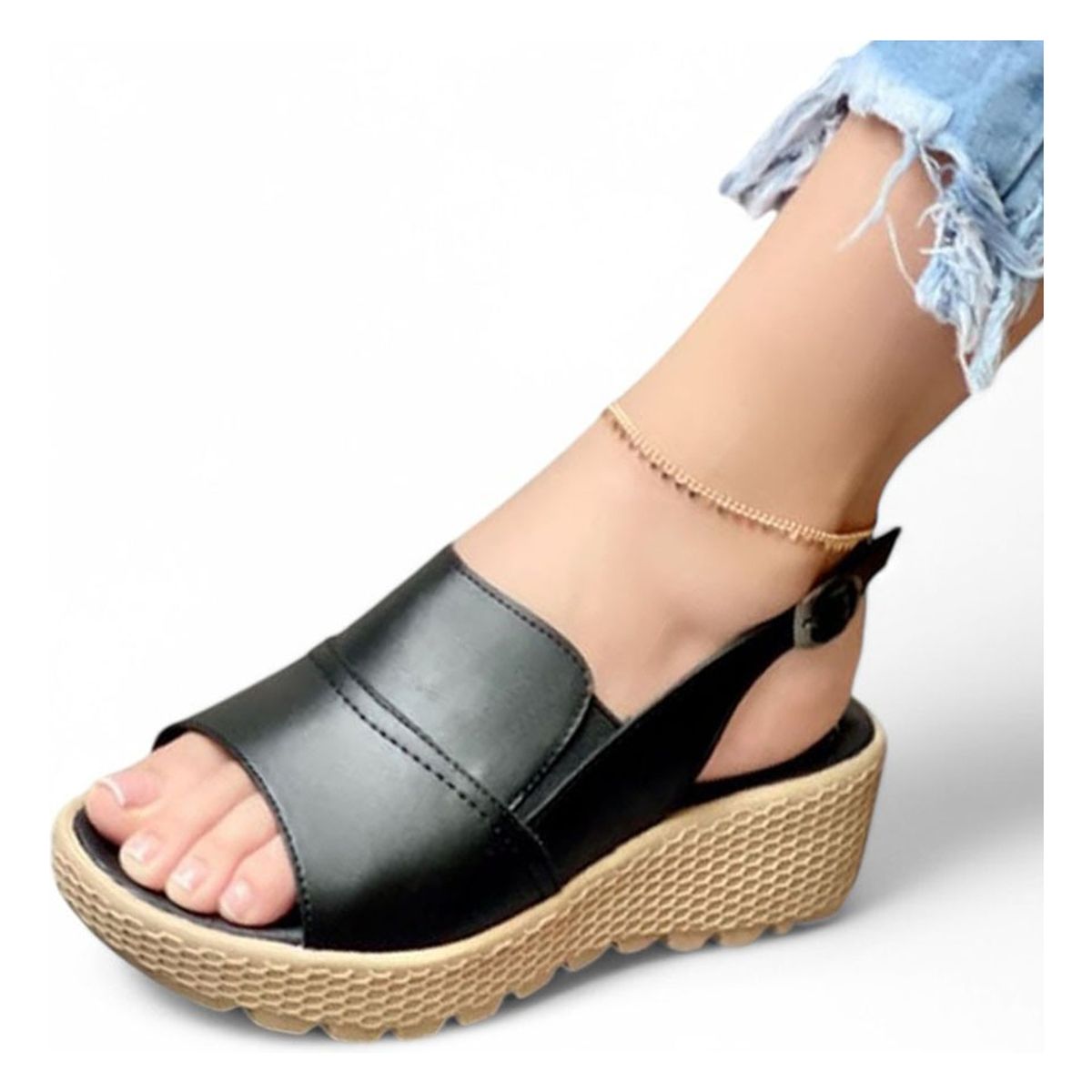 GENERICO - Sandalia Mujer Plataforma Panal 4 Cm 2086L-48 Color Blanco