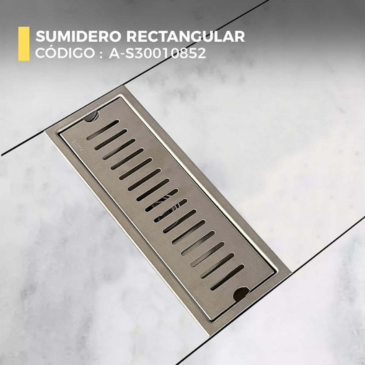 XM - SUMIDERO DE ACERO SUS 304 RECTANGULAR 10x30 CM SATINADO A-S30010852