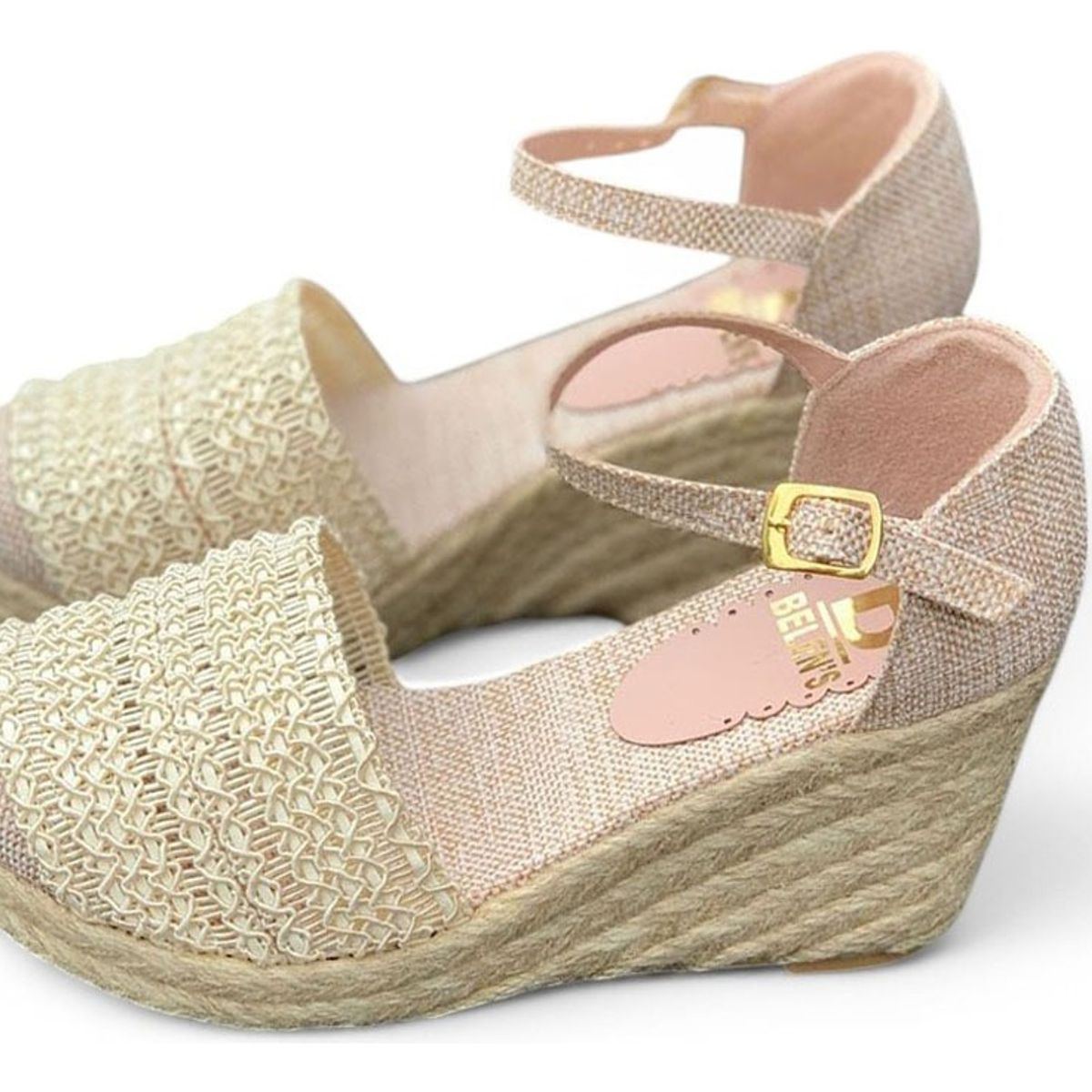 GENERICO - Sandalia Mujer Tejido Tarco 9 Cm 2086L-55 Color Beige
