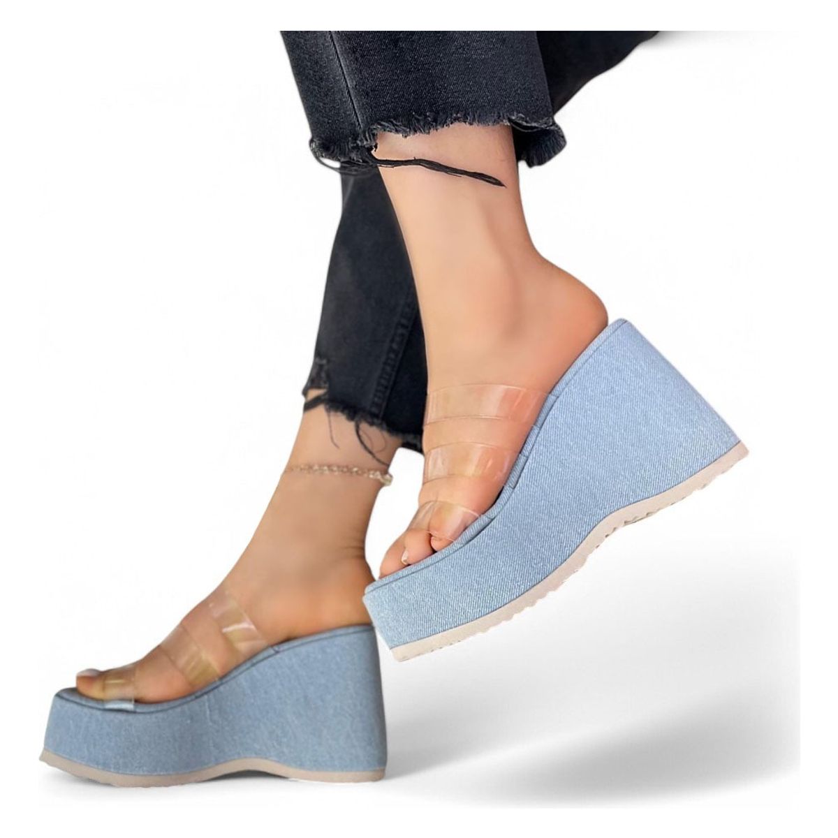 GENERICO - Sandalia Mujer Thumandas Taco 12 2086L-55 Color Celeste