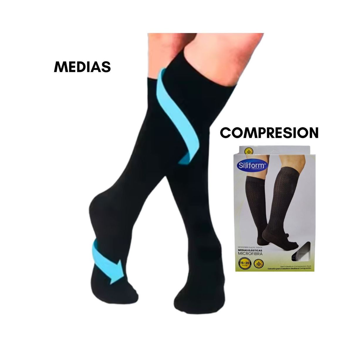 SILIFORM - Medias Elasticas de Comprecion 15-20 MmHg con Microfibra