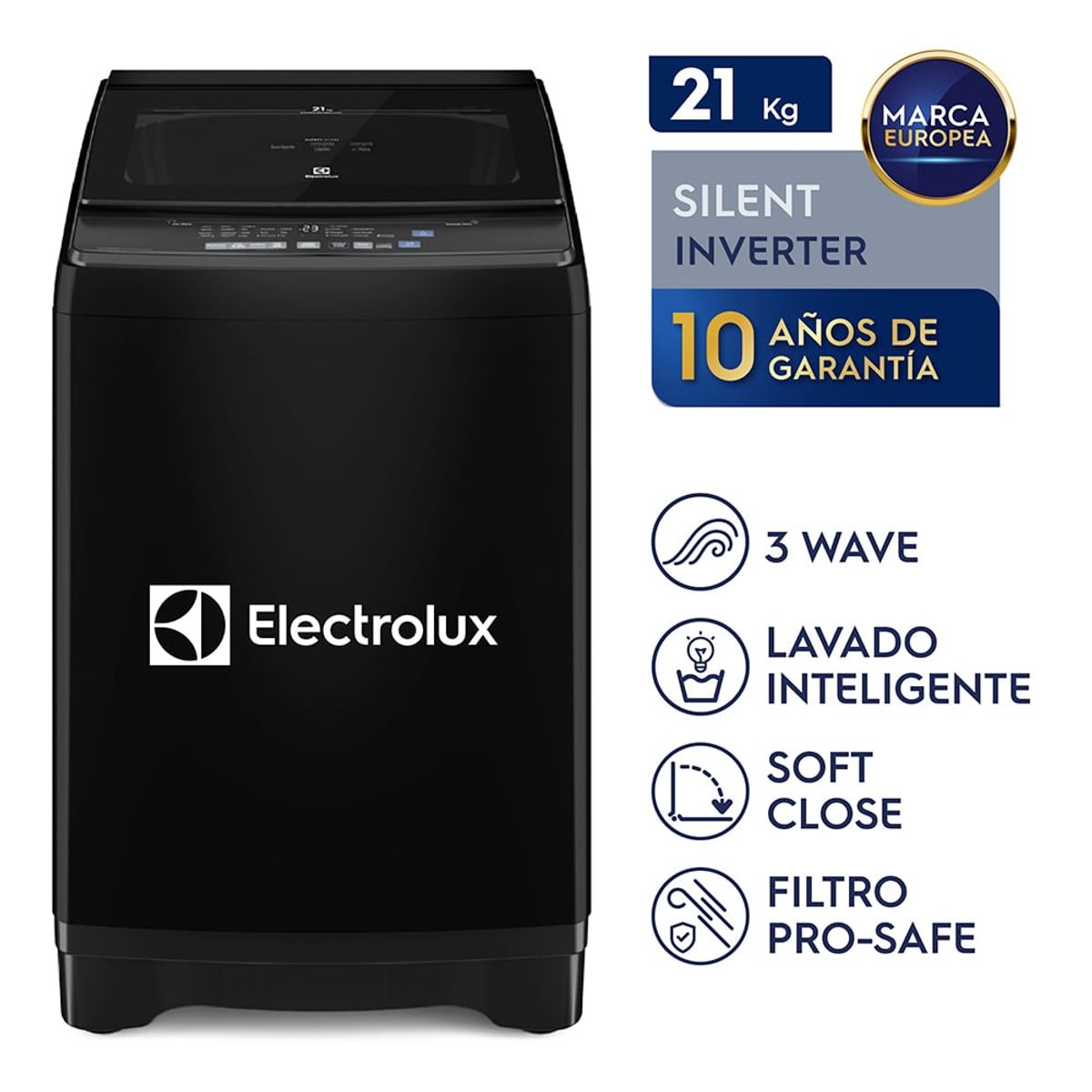 ELECTROLUX - Lavadora Electrolux Carga Superior 21kg Efficient Silent Inverter Negra EWIJ21F2XSYB