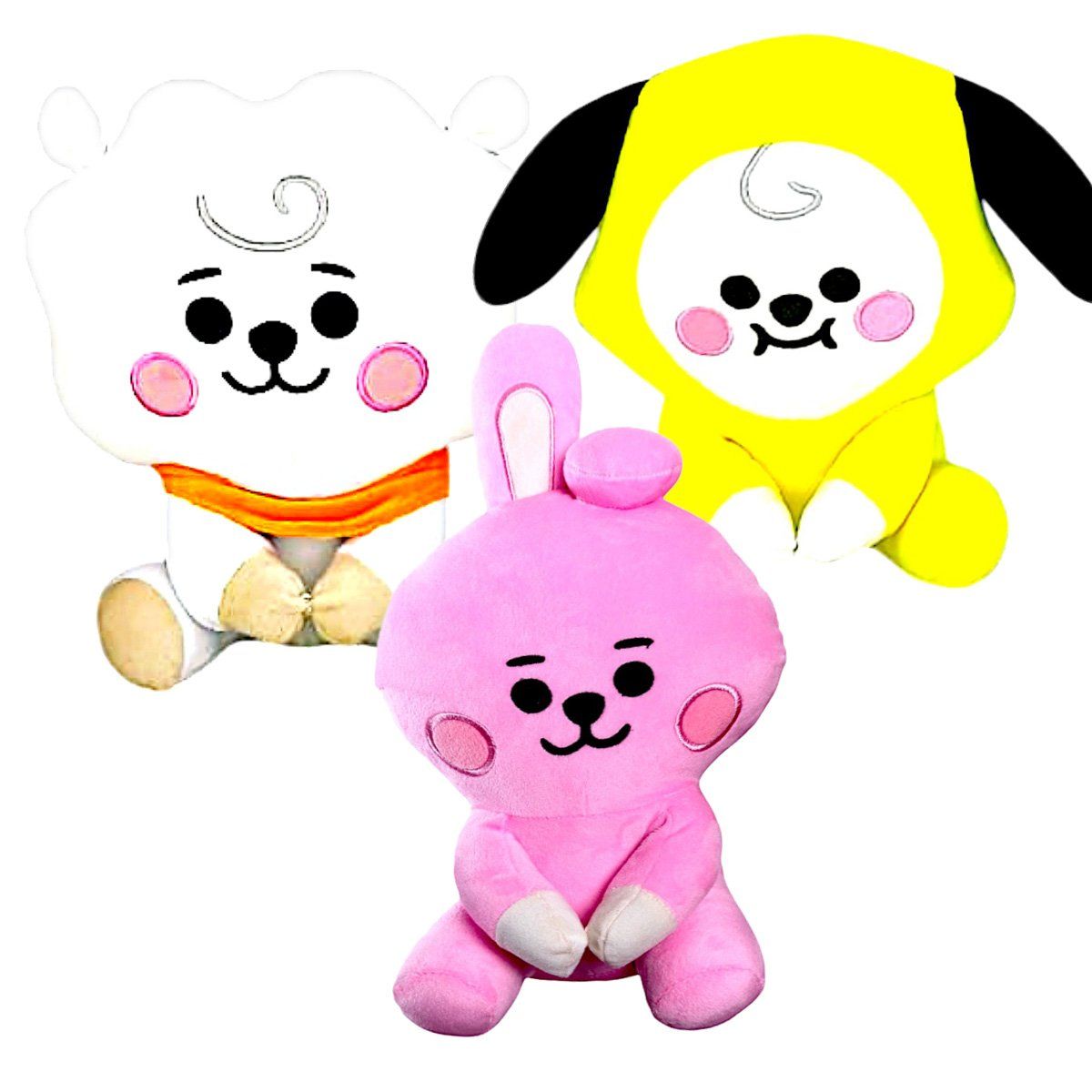 GENERICO - Pack 3 peluches Baby BTS BT21 Cooky Chimmy RJ