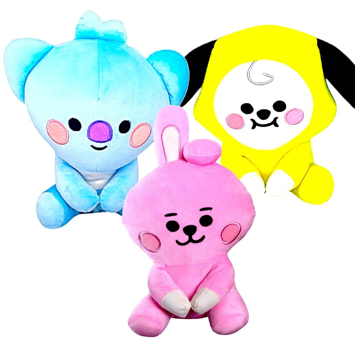 GENERICO - Pack 3 peluches Baby BTS BT21 Cooky Chimmy Koya
