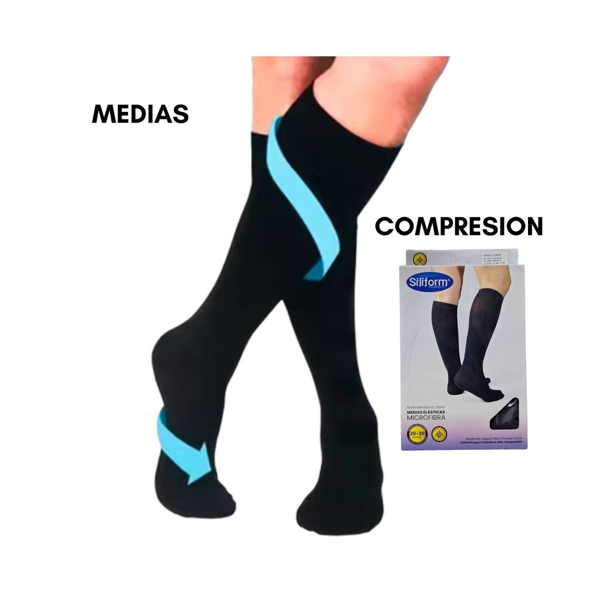 SILIFORM - Medias Elasticas de Comprecion 20-30 MmHg con Microfibra
