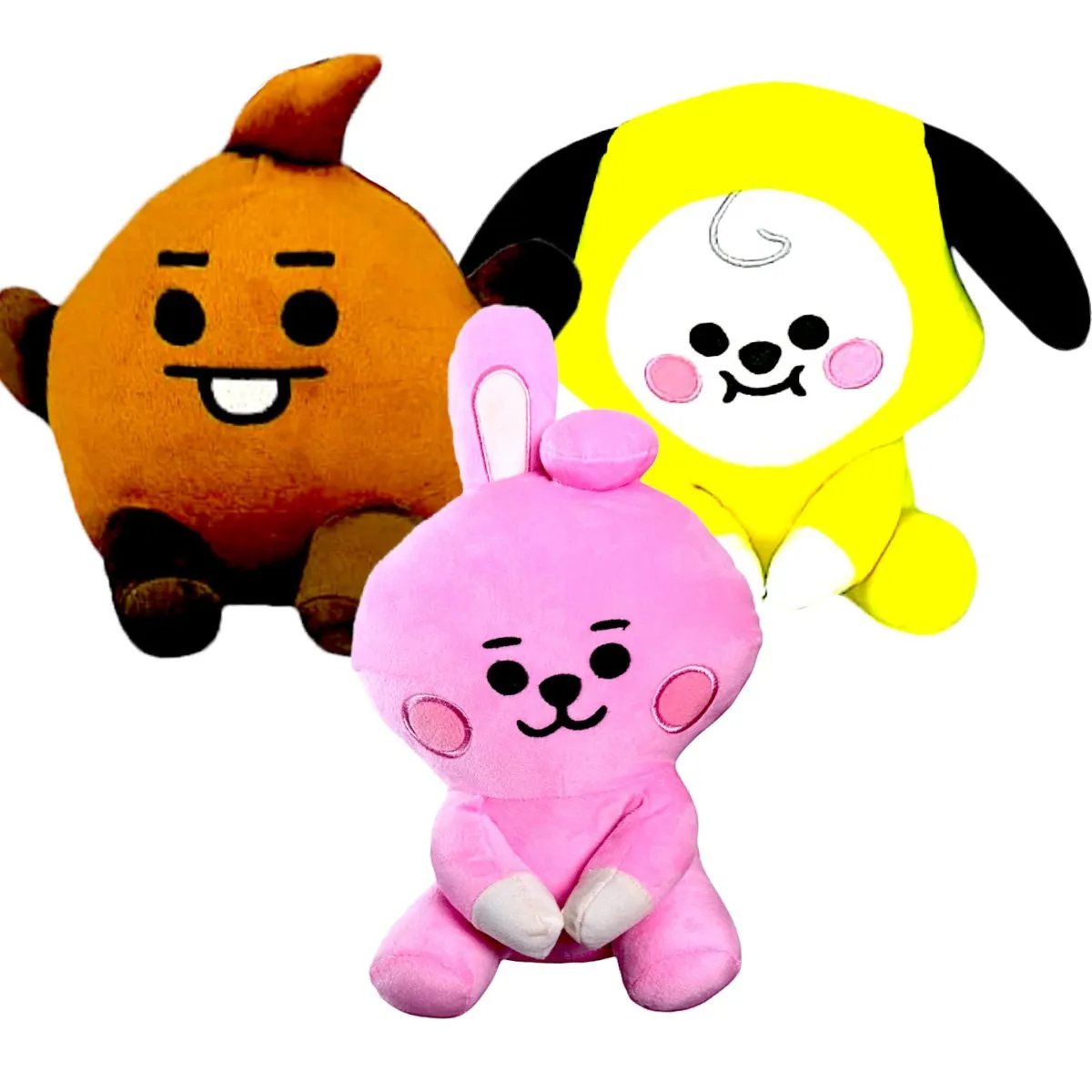 GENERICO - Pack 3 peluches Baby BTS BT21 Cooky Chimmy Shooky