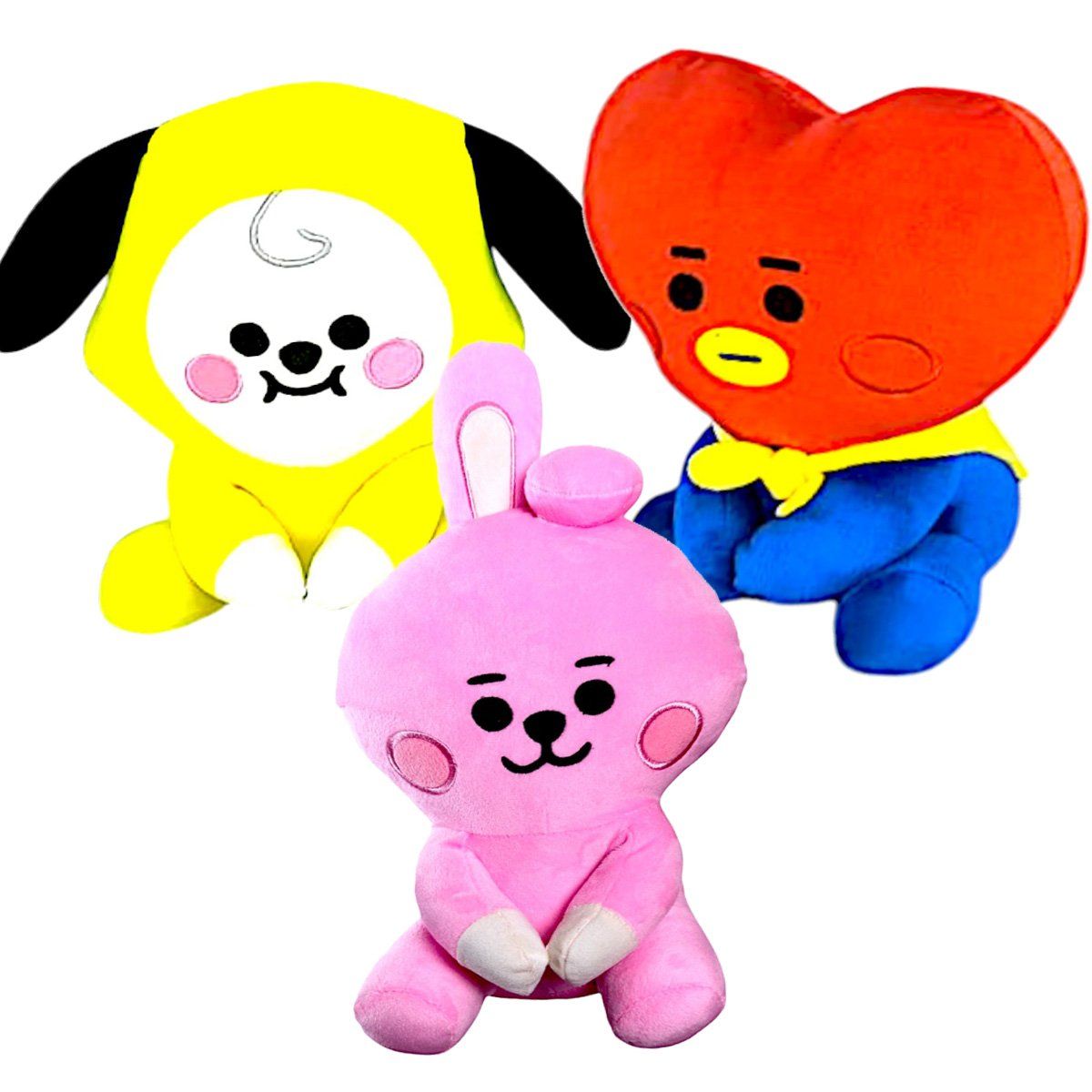 GENERICO - Pack 3 peluches Baby BTS BT21 Cooky Chimmy Tata