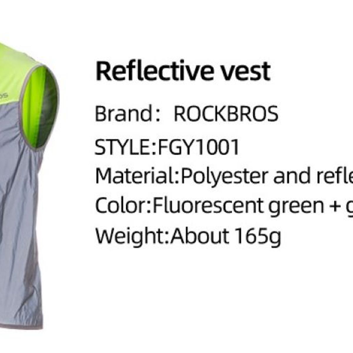 ROCKBROS - Chaleco Reflectivo Ciclismo Fgy1001 Talla L