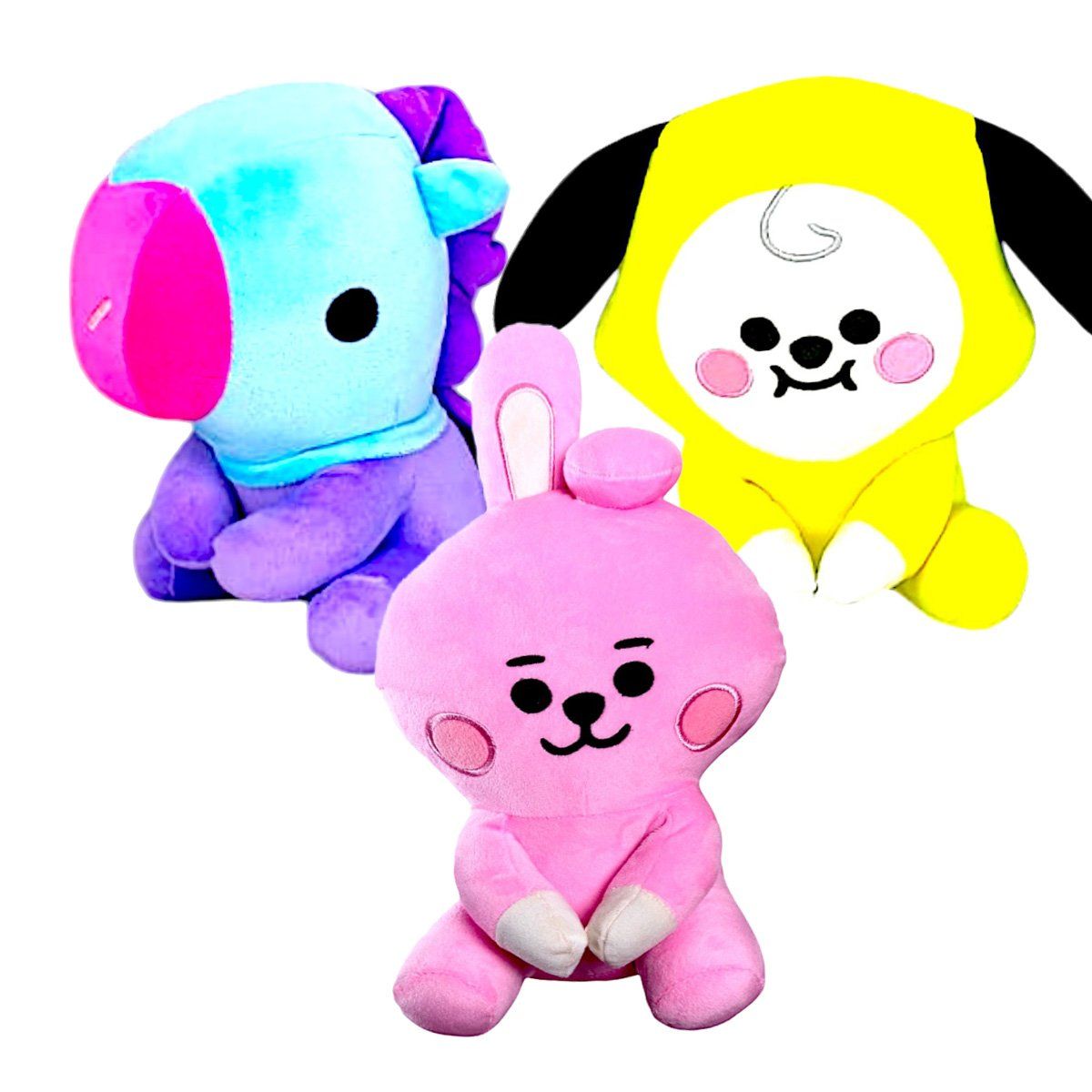 GENERICO - Pack 3 peluches Baby BTS BT21 Cooky Chimmy Mang Pony