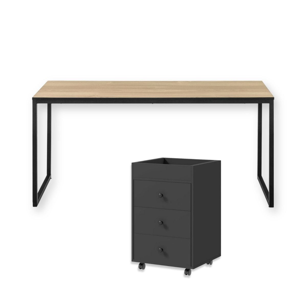 GENERICO - Combo Nox Escritorio Duna + Cajonera Negra Coricha Home