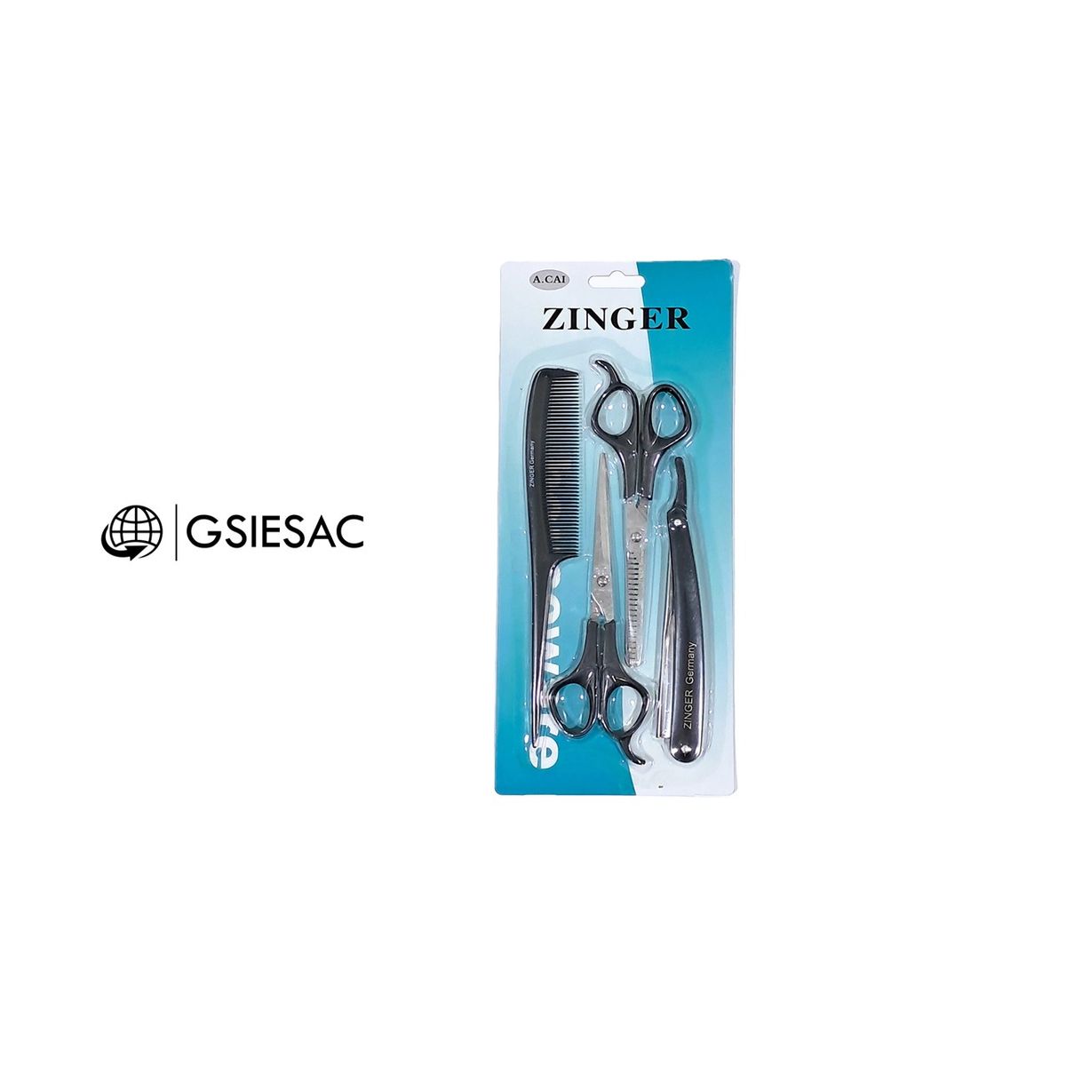 GENERICO - TIJERAS SET ESTUDIANTIL DE PELUQUERIA 4 PIEZAS ZINGER