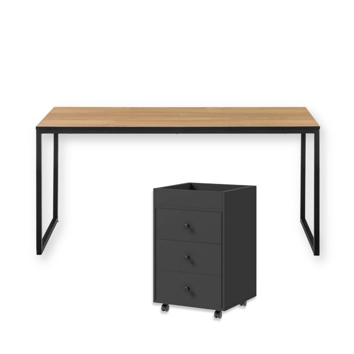 GENERICO - Combo Nox Escritorio Haya + Cajonera Negra Coricha Home