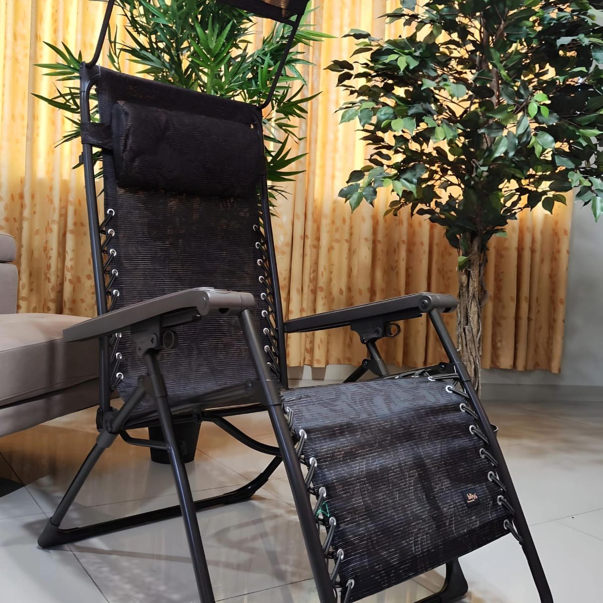 GENERICO - SILLA PLEGABLE REPOSERA RECLINABLE TERRAZA GRAVEDAD CERO PREMIUM SOMBRILLA