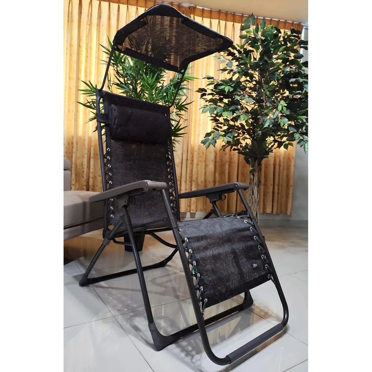GENERICO - SILLA PLEGABLE REPOSERA RECLINABLE TERRAZA GRAVEDAD CERO PREMIUM SOMBRILLA